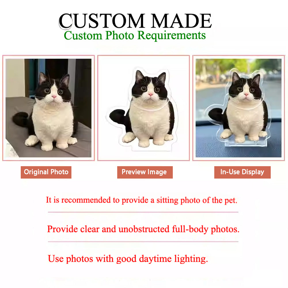 Custom Bobblehead Cat & Dog Ornament – Dual Power: Solar & Battery - Height 12cm