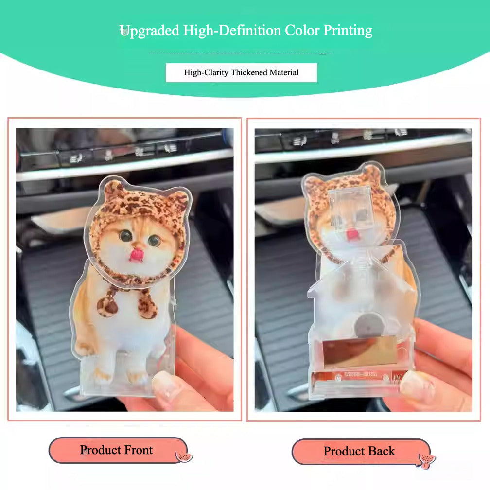 Custom Bobblehead Cat & Dog Ornament – Dual Power: Solar & Battery - Height 12cm